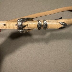 Ladies 37 inch long Brighton tan skinny belt